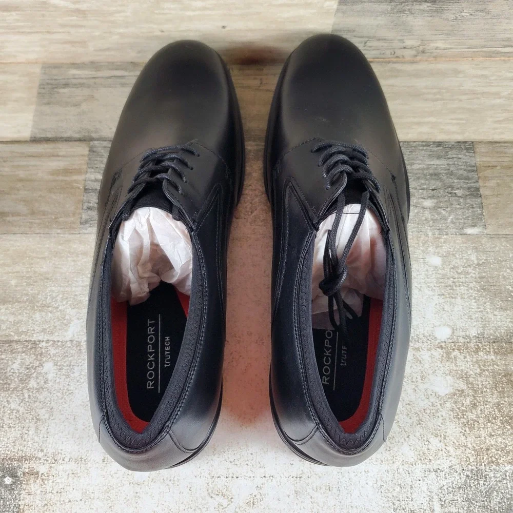 Rockport Keelan Mens Oxfords Shoes Sz 14 M Black Leather Plain Toe Lace-Up